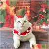 犬の襟の綱はクリスマスペット猫編み襟スカーフハット調整可能ネックストラップグルーミングアクセサリー装飾用品DHS9Eをドロップする