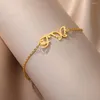 Anklets Butterfly Początkowy list dla kobiet Gold Stated Stal Stal Bracelets 2023 Trend para biżuterii alfabetu Bijoux