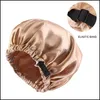 Beanie/Skull Caps Silk Satin Bonnet Night Sleep Cap Hoed voor vrouwen Mode Aangeinde Pure kleurenkleding Hoofd Eer mooie Haaraccessoires OTFEJ