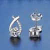 Stud Earrings 0.5ct D Color Moissanite Twist Women 925 Sterling Silver Moissanita Diamond Ear Studs Ins 2023 Jewelry Pass