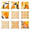 Kudde Cover Orange Geometric Print Peach Skin Fabric Serging Square 45 Throw Case Soffa Home Decorative