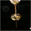 قوارير الورك GFHGSD Highgrad Crystal Champagne Flutes Stand Metal مع المينا الإبداعية على غرار Goblet Glass Wedding Gifts LK10 DHJTA