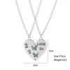 Pendant Necklaces 2-pcs Trendy Sisters Necklace Heart Butterfly Shape Colorful Inlaid Zircon Ladies Sweater Choke Chain Jewelry Gift