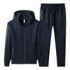 Heren tracksuits herfst heren hap met capuchigan pak veer vaste kleur sporten lange mouwen broeken mannen casual trui Koreaanse jassen kleding