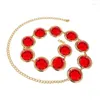 Kemerler Kırmızı göbek zinciri kristal bel takıları kadın elbiseler için dekoratif