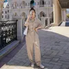 Women's Jumpsuits Women Long Sleeve Jumpsuit With Belt Loose Casual One Piece Cargo Pants Overalls Female Korean Wide Leg Trouser Autumn