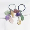 Keychains 10st Natural Rough Raw Ore Stone Set Keychain Fluorit Crystal Quartz Women Men Car Key Ring Holder Mineral Keyring Jewelry