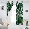 Cortinas Cortinas Hojas tropicales Monstera Cortinas para Windows Persianas Modernas Impresión personalizada Sala de estar Dormitorio Decoración para el hogar Drop Del Dh0Qb