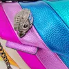 Waist Bags Rainbow Wave Pattern Women Handbag Eagle Head On The Front Flap Jointing Colorful Cross Body Bag Patchwork Pu Leather 230109