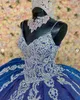 2023 azul marinho quinceanera vestidos de renda applique cintas de espaguete capela trem espartilho volta doce 16 festa de aniversário baile de formatura formal vestidos de noite