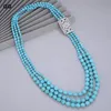 Colares de pingentes de pendente guaiguai jóias facetadas redondas azuis azuis Chain Chain Colar Long Ethnical for Women