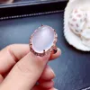 Cluster Rings Fashion Rose Quartz Ring Natural and Real Set 925 Sterling Silver