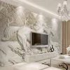 Bakgrundsbilder Anpassade väggmålning 3D Stereo Relief White Horse Po Wall Murals Classic Living Room TV Backdrop Home Decor PainterwallPapers