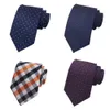 Neckband Classic Plaid Silk för män 8 cm Red Blue Tie Repp Randig S Wedding Polka Dot A056 230109