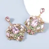 Boucles d'oreilles pendantes en cristal, fleur, goutte, alliage de strass géométrique, grands bijoux pour femmes, cadeau de noël, vente en gros