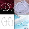 Hoop Huggie 925 Sterling Sier Big Kenring Kobiety Lady 5cm Circle Quage Fashion Wedding Piękna biżuteria Kolczyki dostawcze OT7H8