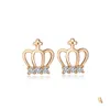 Studkristall￶rh￤ngen f￶r kvinnor Tiny Sweet Simple Crown Earring Lady Jewelry Drop Delivery Oti5u