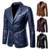 Men's Jackets Men Blazer Winter Vintage Leather Jacket Coat Spring Outfit Faux Single Breasted Pocket Motorcycle Streetwear