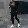 Herrespår män jogger sportkläder 3d tryck vår höst 2 stycke uppsättningar spårdräkt långärmad t-shirt byxa tretty manlig mode