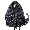 Scarves 2023 Est Dot Print Tassel Scarf Shawls Long Spot Polka Pattern Hijab Wrap