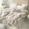 Bedding Sets Europe Princess Cotton Solid Color Lace Bedspread Beige Ruffle Duvet Cover Bed Skirt Linen Wedding Home Textile