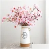 Decorative Flowers Wreaths 3Pc Silk Artificial Flower White Cherry Blossom Wedding Party Decoration High Quality Simation Fake Hom Dhpe1