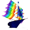 Kites Outdoor Fun Sports 3D/Rainbow Stereo Sailoat Kite مع مقبض وخط طيران جيد 0110