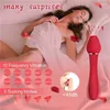 Yetişkin masaj 2 in 1 gül şekilli uzun renkli siyah kırmızı pembe klitoral vajina emme emme titreşimli seks oyuncak yapay penis vibratör kadın için