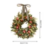 Decorative Flowers Artificial Flower Wreaths Door Wreath With Pomegranate Fruit & Green Leaves Harvest Festival Round Wall Hangings For