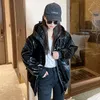 Women's Down Parka Glossy Hooded Black Thin Cotton Jacket Spring Autumn 2023 Loose Casual Long Sleeve Female Outwear Abrigo Mujer 230109