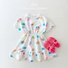 Flickaklänningar Baby Dress High Quality 2023 Korean Toddler Bomull Färgglad ballong 1-3 år barn T-shirts Casual