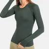 Camicie attive nepoagym color oceano stretto fit da donna senza soluzione di continuità a maniche lunghe morbide camicia da yoga elastica da allenamento leggero per palestra