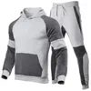 Herrspårsmod Fashion Men's Outdoor Hoodie Sweatpants 2-Piece Fall/Winter Warm Sportswear Brand Leisure Sports Suit
