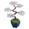 Sacchetti per gioielli TUMBEELLUWA Filo di alluminio avvolto in filo di alluminio stile bonsai Albero dei soldi della fortuna con base in ceramica Ornamenti per la decorazione della stanza in erba di plastica per