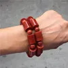 Strand Natural Red South Agate Jade Bangle Handcarved Beads Bracelet For Women Men Gift Bangles 16mm