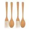 Учетные наборы посуды Spoon Wooden Fork Set Forksdinner Spoons Salad Coupdater Awardware Appetire Eating Soup Японский портативный десерт