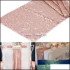 Table Runner 1Pcs 30X275Cm Gold Rose Sequin For Party Cloth Weddings Decoration Runners Home Drop Delivery Garden Textiles Cloths Otnd3