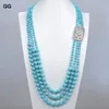 Pendant Necklaces GuaiGuai Jewelry Faceted Round Blue Turquoises Coat Chain Long Necklace Ethnical For Women