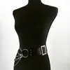 Bältescirkel ring design casual lyxig gotisk läder bred bälte stift spänne midjeband metallkedja punk midjeband