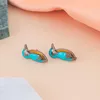 Orecchini a bottone Piccoli orecchini vintage in stile naturale con turchesi blu, uccelli carini, accessori per feste a forma di animale, regali di gioielli