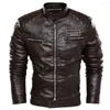 Racing Jackets Heren Vintage Jacket Men Mode Biker Leather Mannelijke jas Winter Fleece Pu Overjas Kleding Keep warm