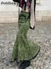 Saias Goth Dark Fairycore grunge vintage Green Sereia Gótica Estética High Women Women Sexy Long Skirt Ruffles Slim Partywear 230110