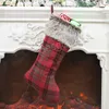 Weihnachten Süßigkeiten Geschenk Strumpf Weihnachten Plaid Strümpfe Weihnachtsbaum Dekorationen Socken Tasche Home Party Dekorative Gitter Rot Strumpf BH4309 TQQ