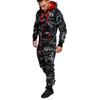 Survêtements pour hommes Camouflage Hommes Combinaison À Capuche En Peluche Maison Vêtements Imprimé Personnalité Costume Décontracté Homme Loisirs