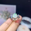 Anneaux de cluster Romantique Opal Gemstone Bague pour femmes Bijoux Naturel Gem 7x9mm Taille Réel 925 Silver Girl Party Cadeau Birthstone