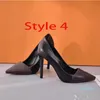 Chaussure bateau classique à talons hauts Cuir de créateur Talon épais talons hauts Cuir de vachette Bouton en métal Femmes Lettre pointue Chaussures habillées Grande taille 34-42