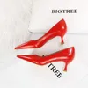 Dress Shoes BIGTREE Office Ladies Pumps Fashion Women High Heels PU Leather Heel Stiletto Female Pointed Toe Party Elegant