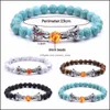 Beaded Strands Lava Rock Double Dragon Play Pearl Single Energy Stone Bracelet Men And Women Heal Aura Drop Delivery Jewelry Bracele Dhocs