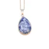 Colliers pendants Collier de pierre naturel Gold Plated Drop Drop Crystal Opal Malachite Jewelry Gift Fomen Women 25x20mm