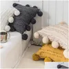 Sedile cuscino/cuscino decorativo nappe floreali er con cuscino decorativo bianco grigio giallo pompom ers decorazioni per la casa cuscino 45 dhxbi